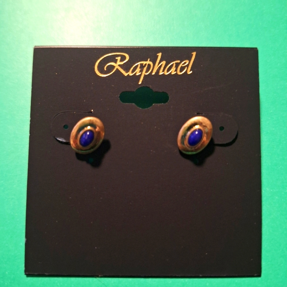 Raphael Gold Earrings with Blue Accent
